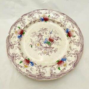 Purple Florilla Pattern Plate,
By Edward Challimor, c.1842-1867, Antique